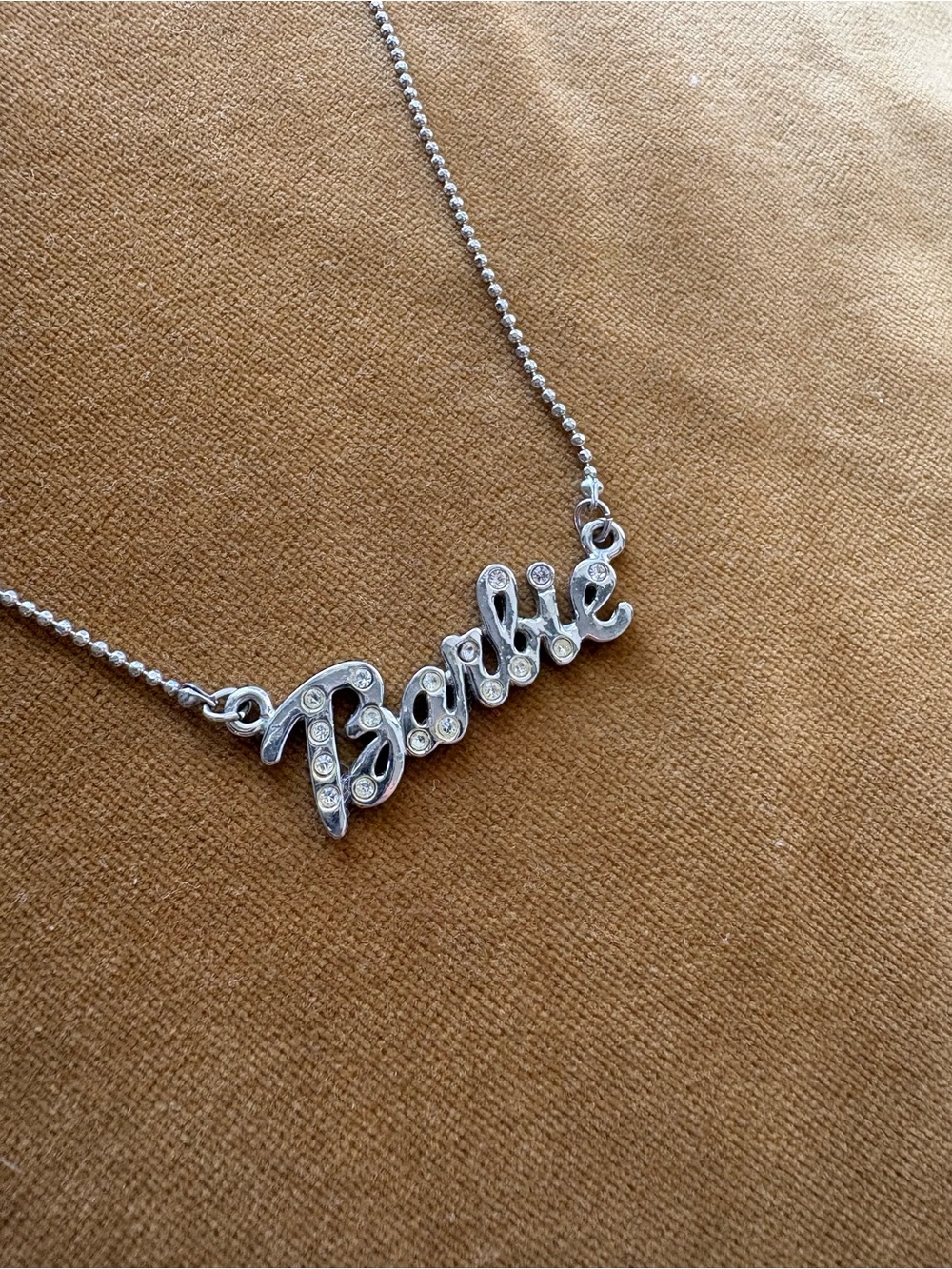 Silver "Barbie" Script Nameplate Necklace